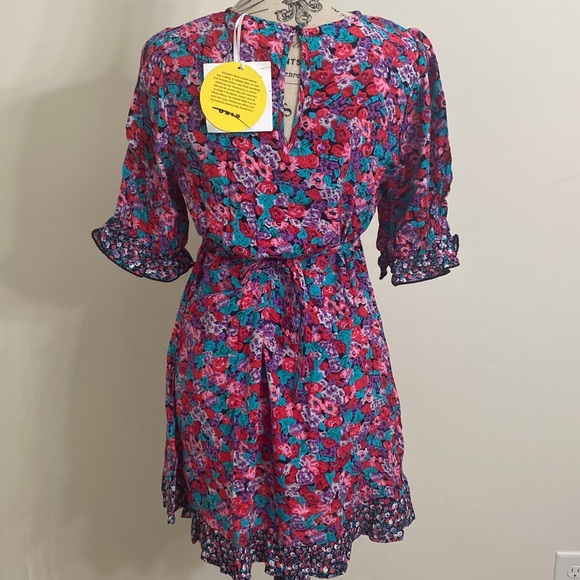 RIXO For Target Women's Puff Sleeve Pink Mixed Floral Dress Women's Size 4 - Picture 2 of 6